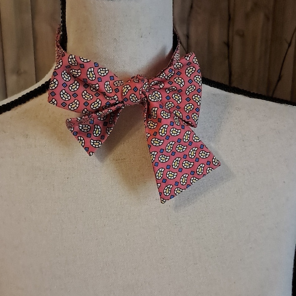 Bird Silk Adjustable Dog Bay Bow Tie Preppy Country Club Academia Preowned